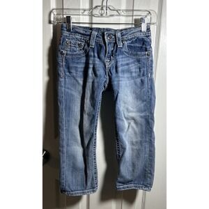 Miss Me Jeans Girls 12 Blue Denim Pants Capri Stretch Shorts 24x14